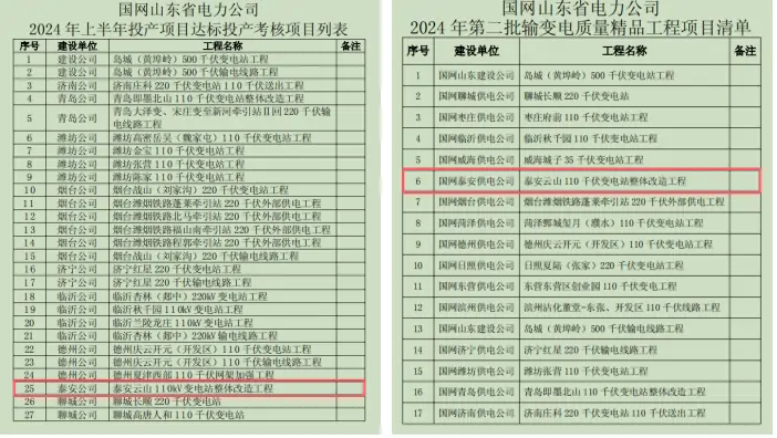 監(jiān)理公司：監(jiān)理工程獲“國(guó)家電網(wǎng)有限公司達(dá)標(biāo)投產(chǎn)工程”“國(guó)網(wǎng)山東省電力公司2024年第二批質(zhì)量精品工程”稱號(hào)